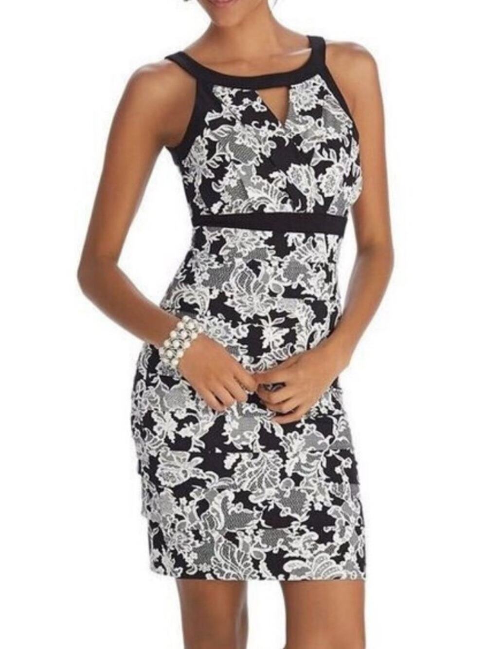 White House Black Market Instantly Slimming™ Sheath Dress 4 Petite Lace Print